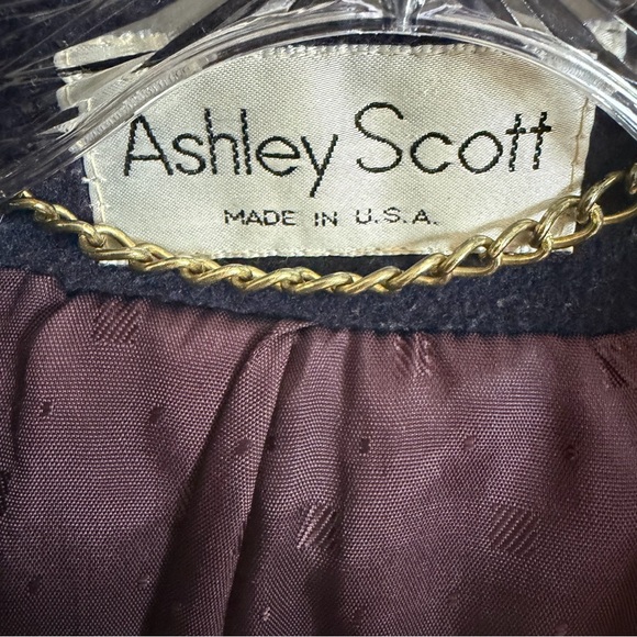 Ashley Scott navy hooded duffle coat faux fur trim wool blend made in usa - Picture 3 of 13